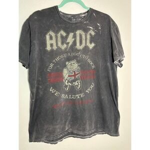 AC/DC For Those About To Rock British Tour 82 Graphic T-Shirt Black Mens Large